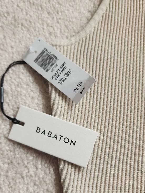 Babaton Ribbed Square-Neck Crop Tank - Beige 2XL - Picture 3 of 9